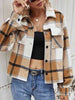  Plaid Collared Neck Jacket with Breast Pockets Trendsi