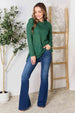  Full Size Dropped Shoulder Long Sleeve Slit Blouse Trendsi