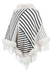 Striped Fringe Hem Poncho Bazaarbey