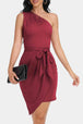 Tie Front One-Shoulder Sleeveless Dress -BazaarBey - www.shopbazaarbey.com