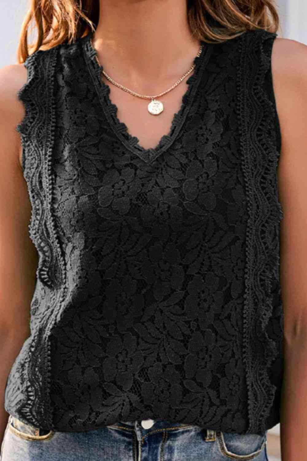 Lace V-Neck Tank Bazaarbey