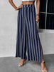 Striped Slit Wide Leg Pants Bazaarbey