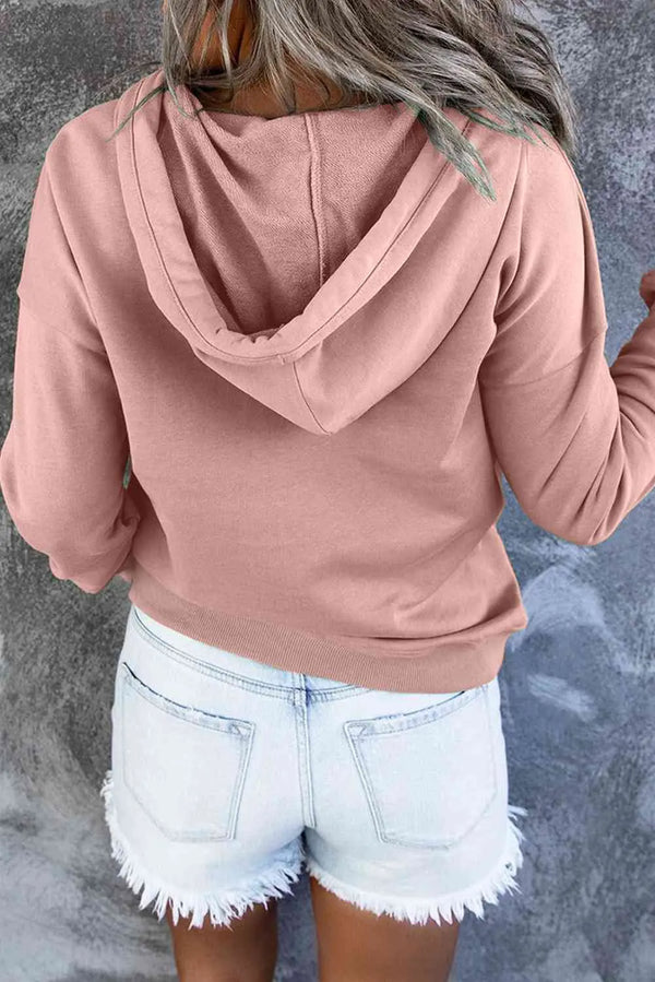 Dropped Shoulder Long Sleeve Hoodie with Pocket Trendsi