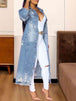 Long Sleeve Raw Hem Denim Jacket Bazaarbey