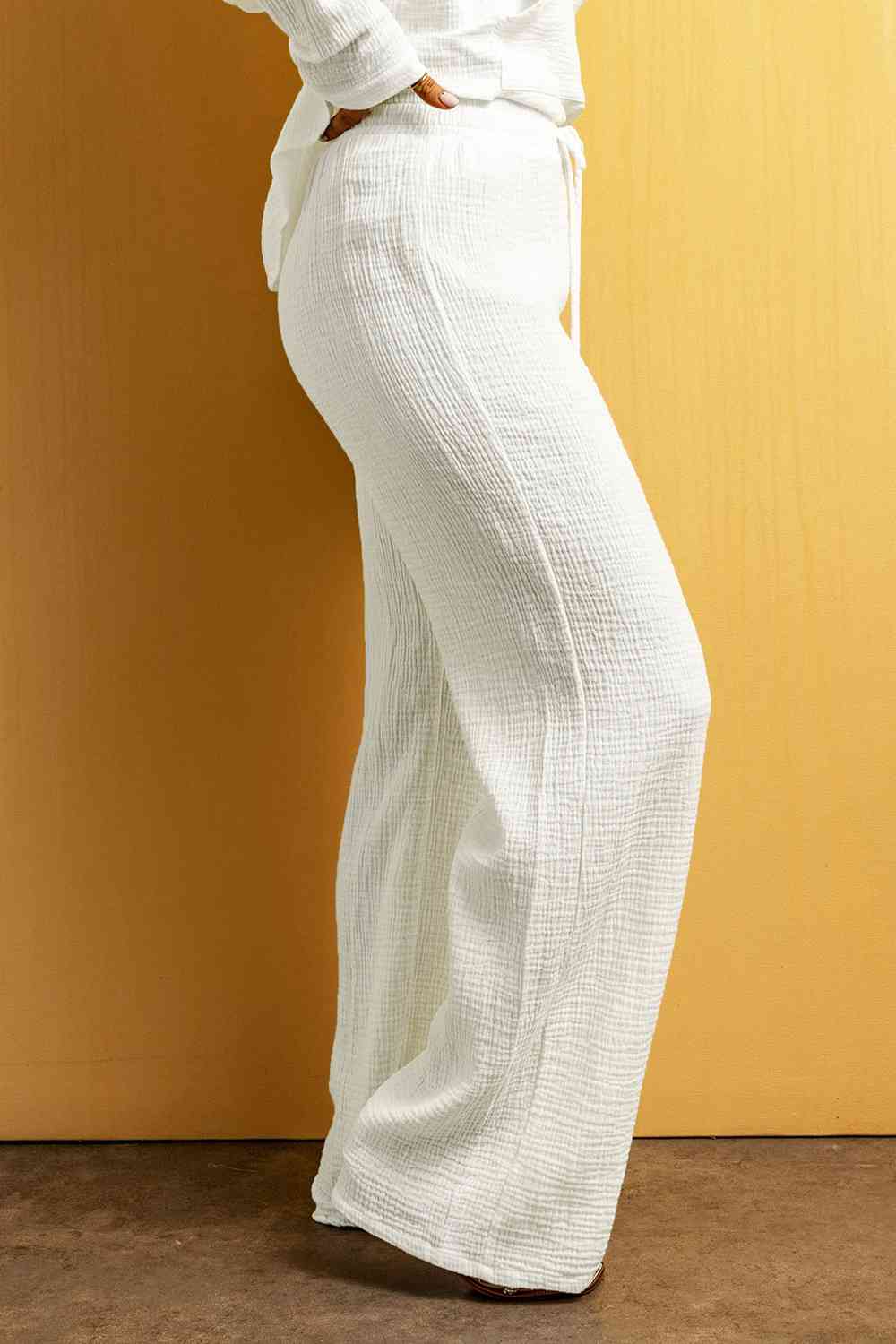 Textured Straight Leg Pants Bazaarbey