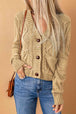  Mixed Knit Button Down Cardigan with Pockets Bazaarbey