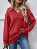 Collared Neck Dropped Shoulder Sweatshirt Bazaarbey