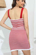 Striped Straight Neck Bodycon Dress Bazaarbey