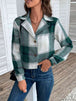 Plaid Collared Neck Button Up Long Sleeve Jacket Trendsi