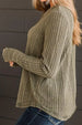 Ribbed Buttoned Long Sleeve Blouse Trendsi