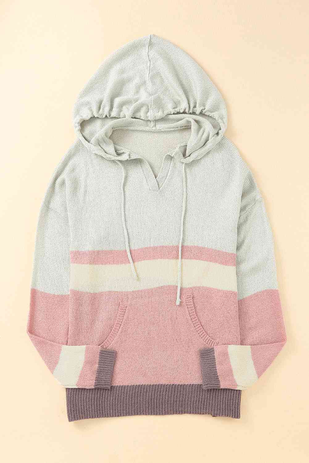  Drawstring Side Slit Hooded Sweater Trendsi