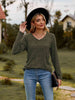 Ribbed V-Neck Long Sleeve Tee Trendsi