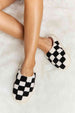 dy Checkered Print Plush Slide Slippers Trendsi