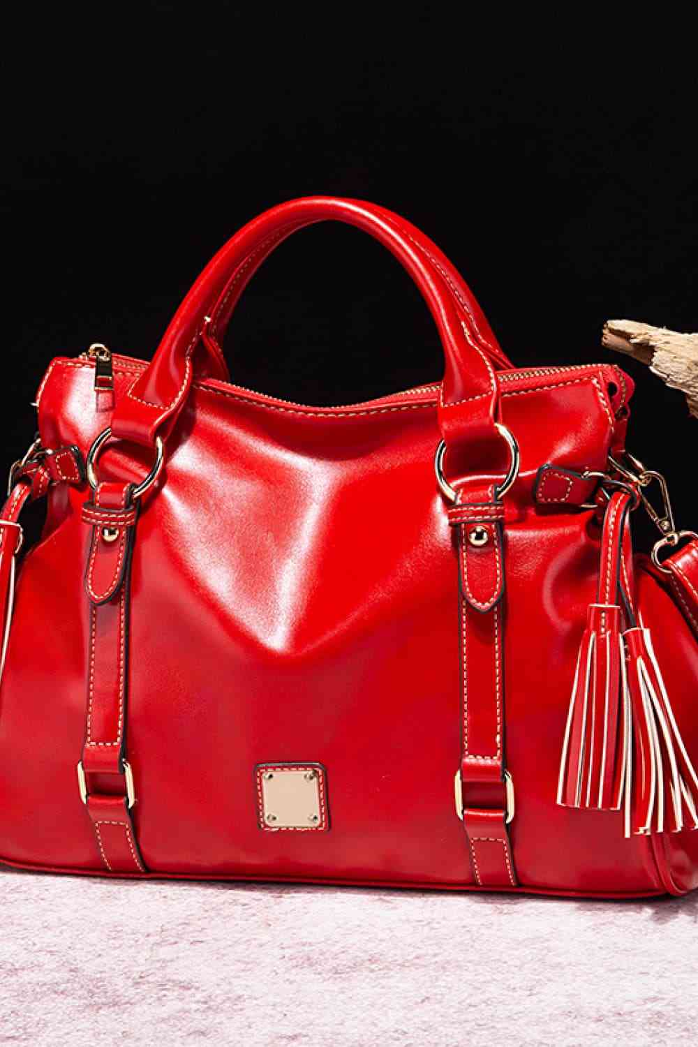 PU Leather Handbag with Tassels Bazaarbey