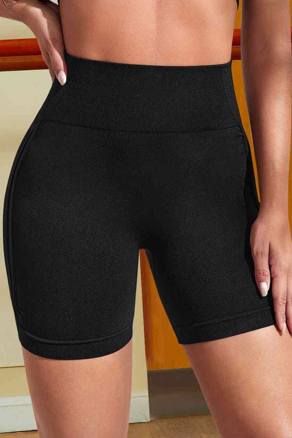 Wide Waistband Sports Shorts Trendsi