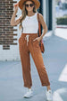 Drawstring Waist Corduroy Pants with Pockets Bazaarbey