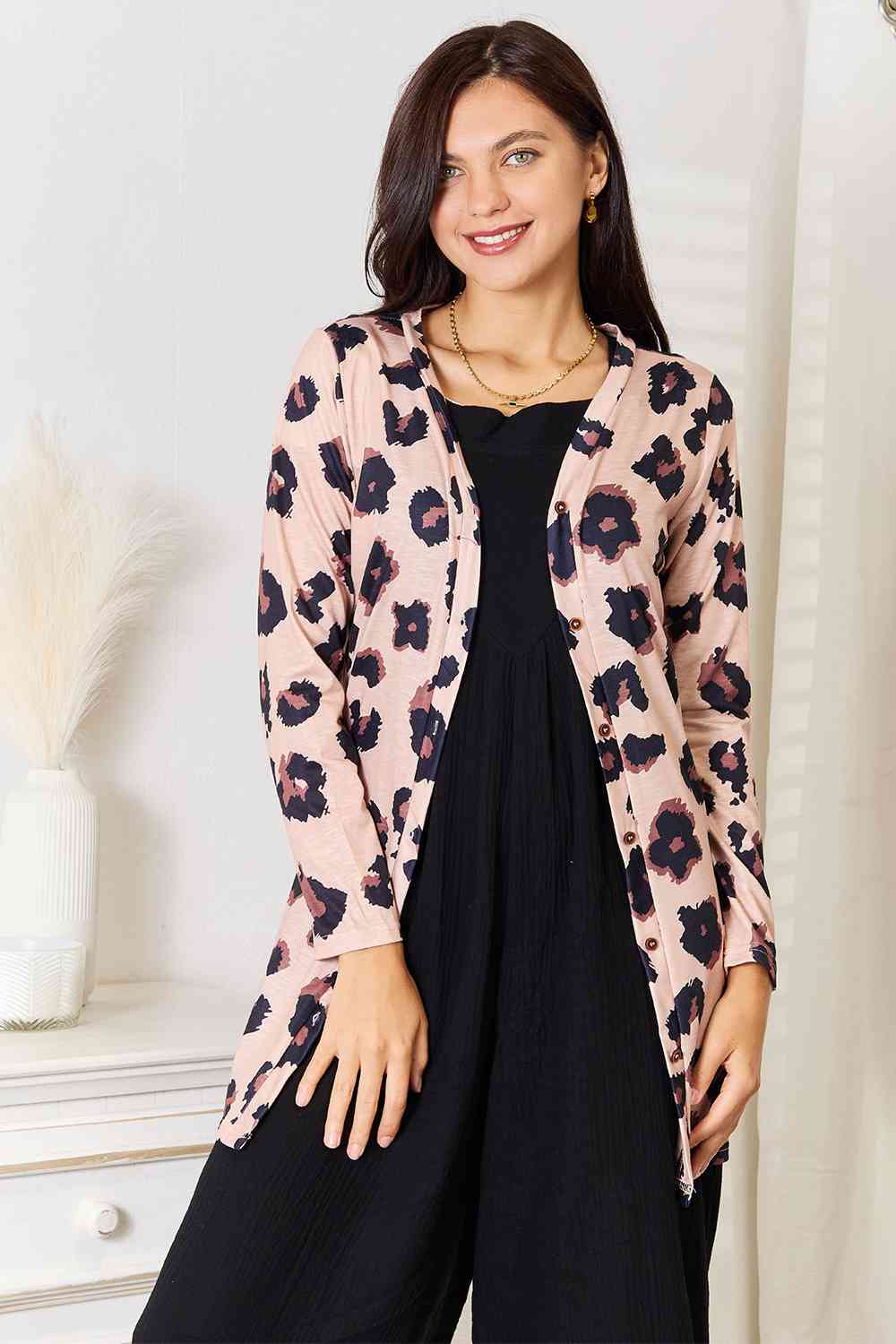  Printed Button Front  Cardigan Trendsi