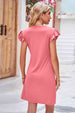 Flutter Sleeve Tulip Hem Dress -BazaarBey - www.shopbazaarbey.com