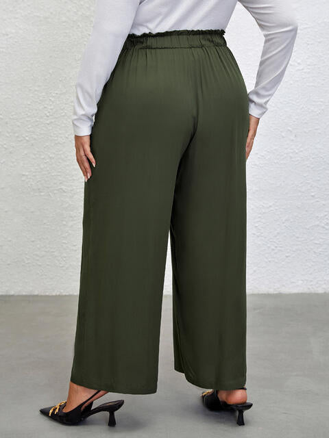 Plus Size Tied Wide Leg Pants Bazaarbey