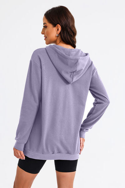 Drawstring Half Zip Hooded Dress -BazaarBey - www.shopbazaarbey.com