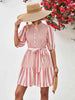 Striped Half Sleeve Tie Waist Mini Dress -BazaarBey - www.shopbazaarbey.com