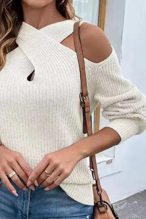  Cold-Shoulder Sweater Bazaarbey