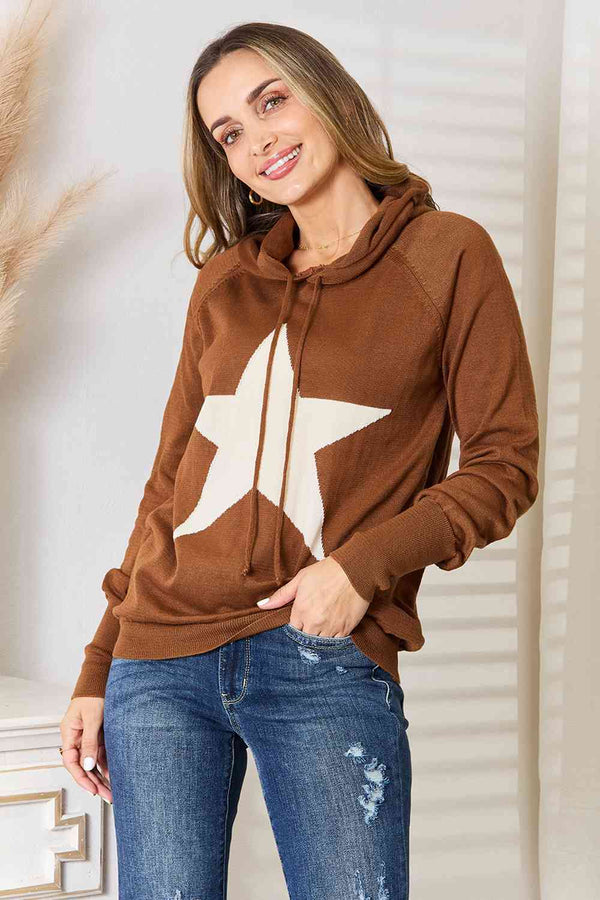 Heimish Full Size Star Graphic Hooded Sweater Bazaarbey