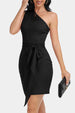 Tie Front One-Shoulder Sleeveless Dress -BazaarBey - www.shopbazaarbey.com