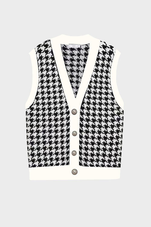  Button Front Sweater Vest Trendsi