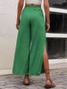 High Waist Slit Wide Leg Pants Bazaarbey