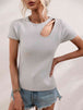 Cutout Round Neck Short Sleeve Knit Top Trendsi