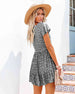 Printed V-Neck Buttoned Short Sleeve Mini Dress -BazaarBey - www.shopbazaarbey.com