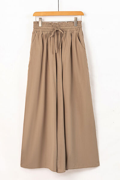 Drawstring Waist Wide Leg Pants Bazaarbey