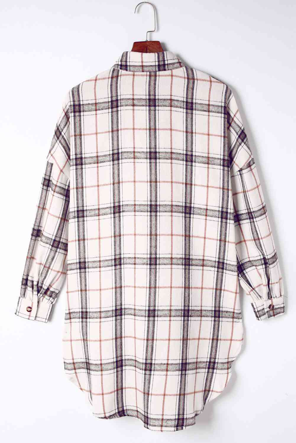 Plaid High-Low Shacket with Slit Trendsi