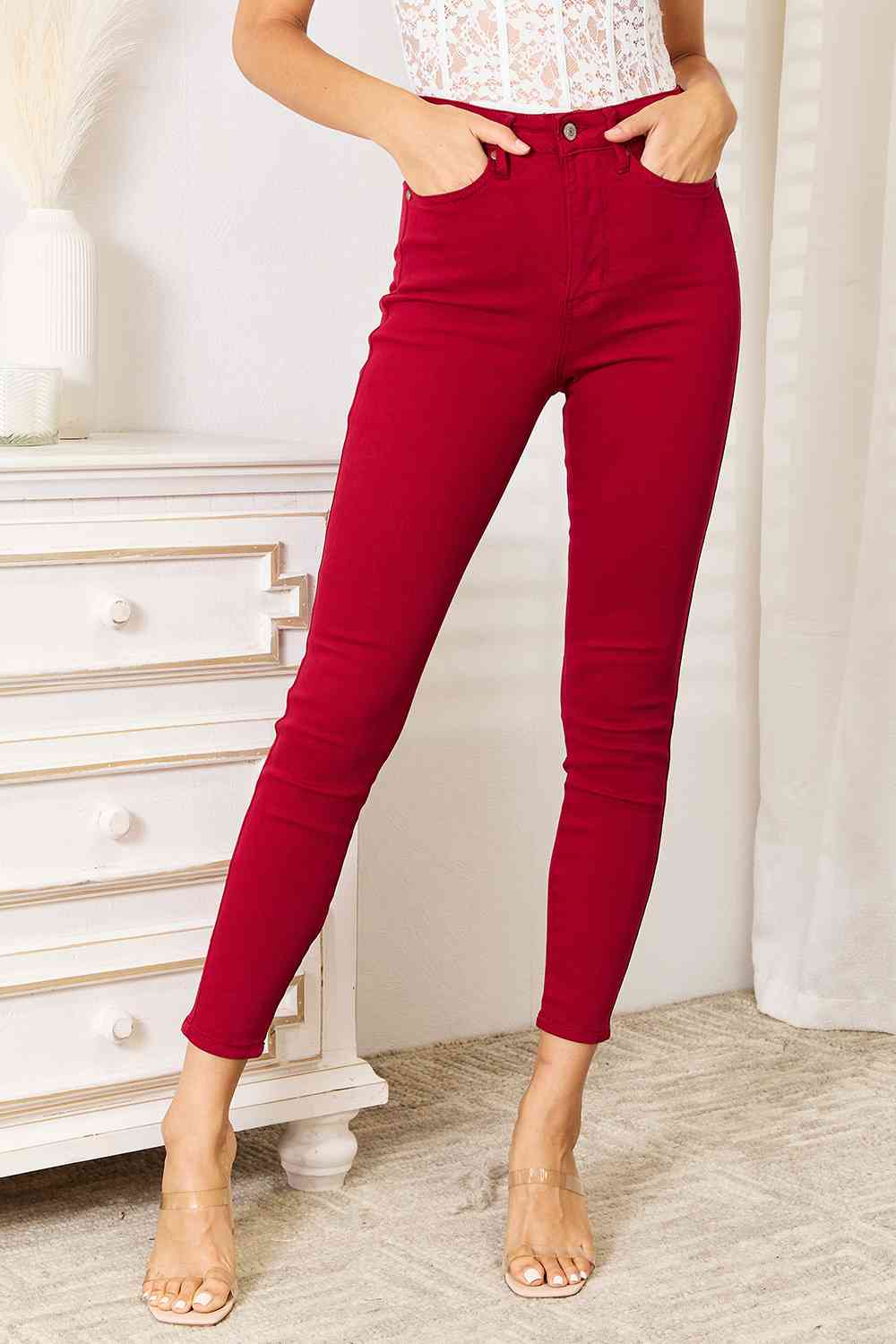   High Waist Tummy Control Skinny Jeans Trendsi