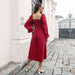 Smocked Square Neck Midi Dress -BazaarBey - www.shopbazaarbey.com