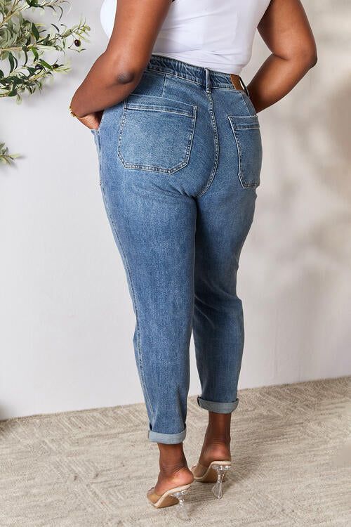   High Waist Drawstring Denim Jeans Trendsi