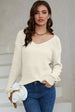 V-Neck Long Sleeve Knit Top Trendsi