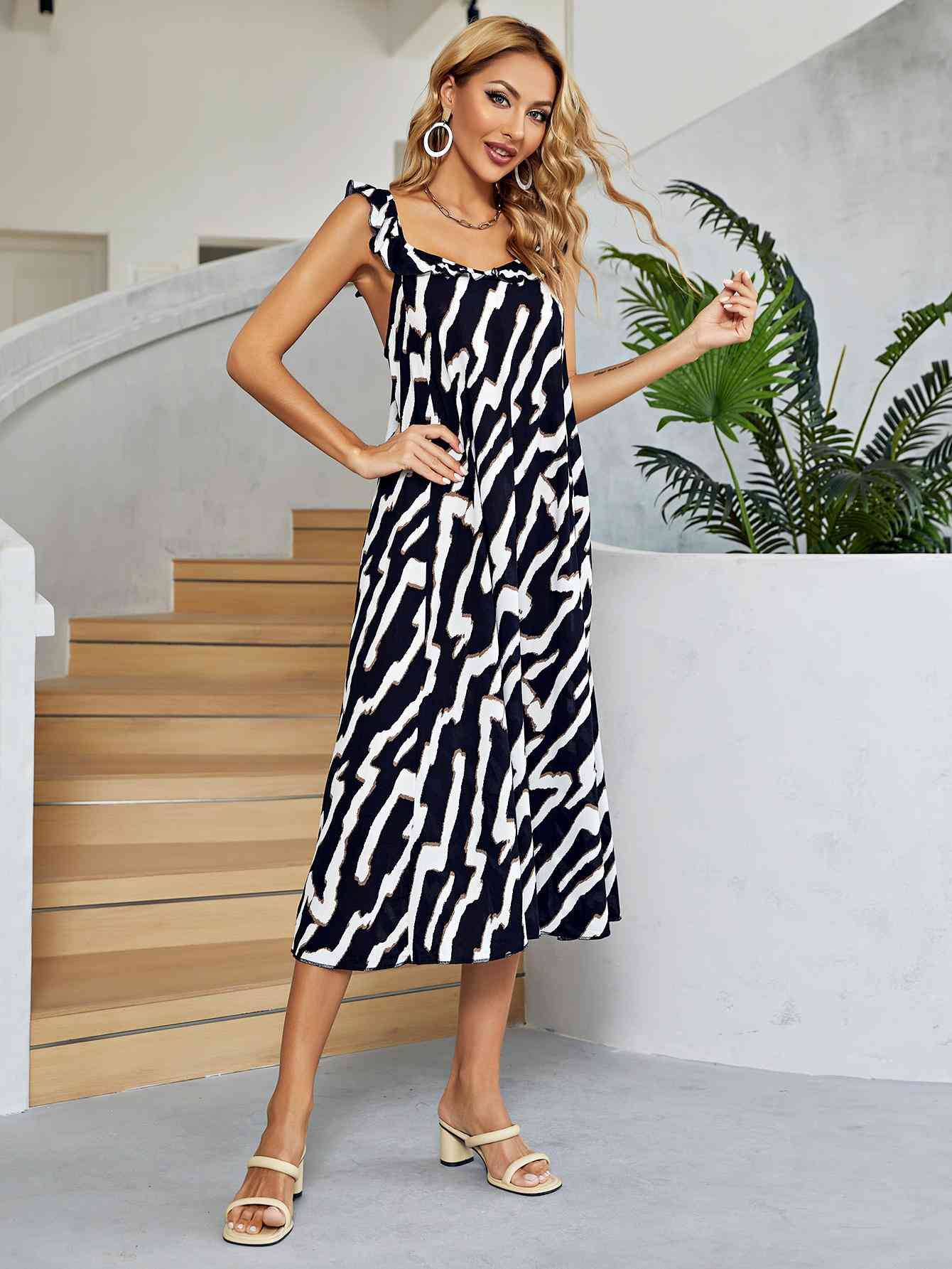 Two-Tone Low Back Midi Dress -BazaarBey - www.shopbazaarbey.com