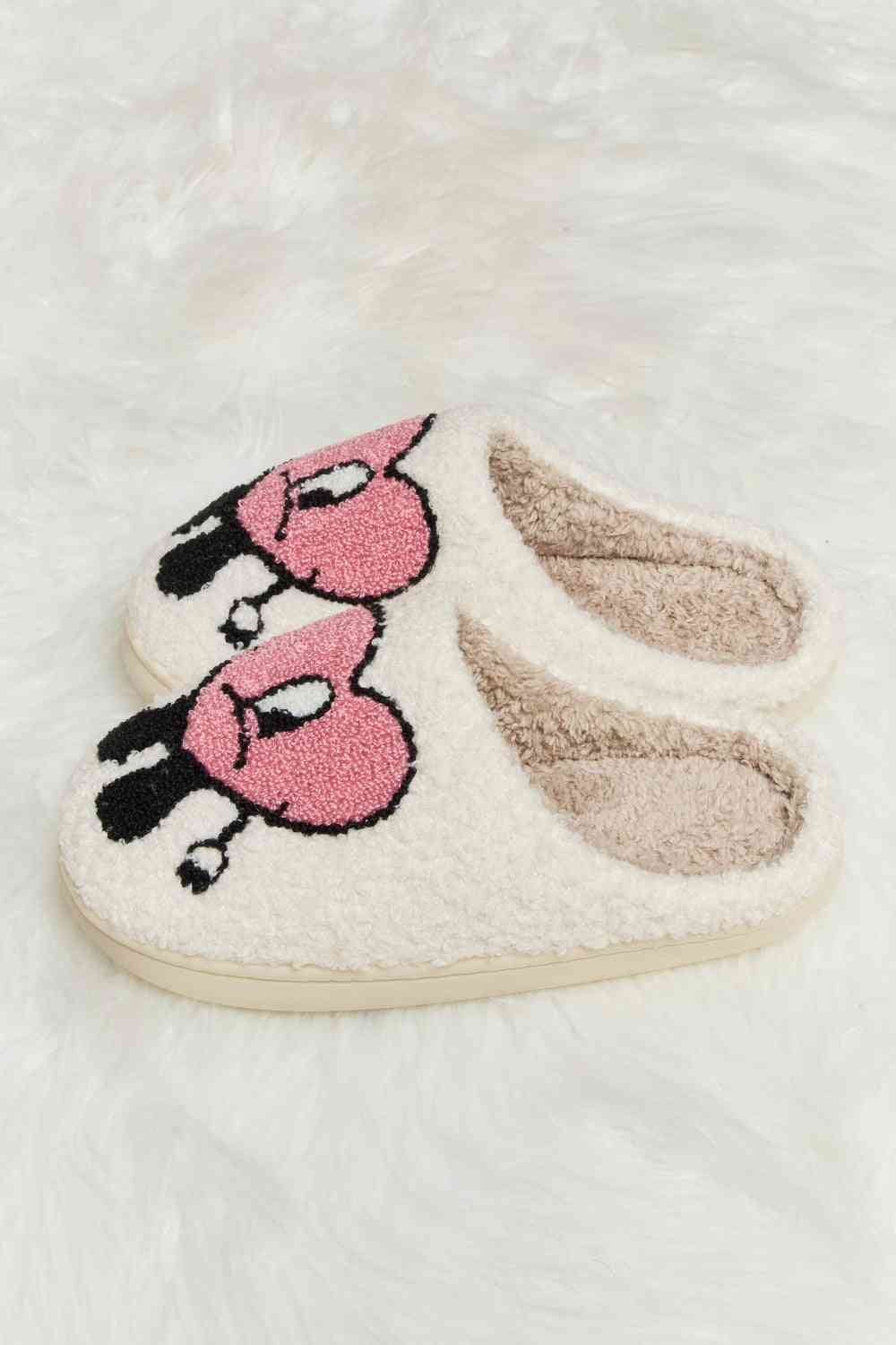 dy Love Heart Print Plush Slippers Trendsi