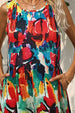 Printed Round Neck Sleeveless Dress with Pockets -BazaarBey - www.shopbazaarbey.com