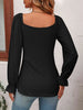 Tie Front V-Neck Puff Sleeve Blouse Bazaarbey