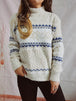 Geometric Mock Neck Dropped Shoulder Sweater Bazaarbey