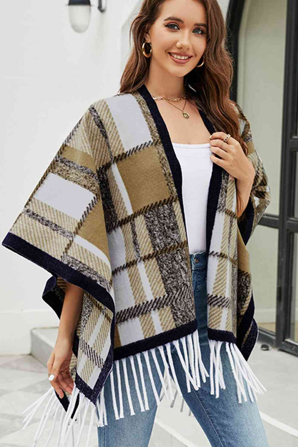 Cloak Sleeve Fringe Detail Poncho Bazaarbey