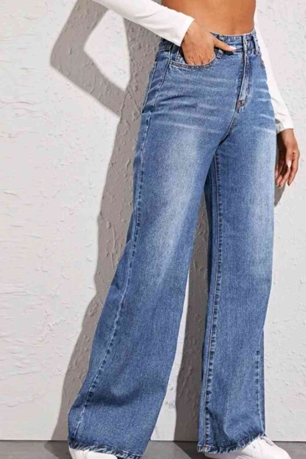 High Waist Wide Leg Jeans Trendsi