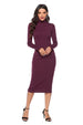 Ribbed Turtleneck Long Sleeve Dress -BazaarBey - www.shopbazaarbey.com