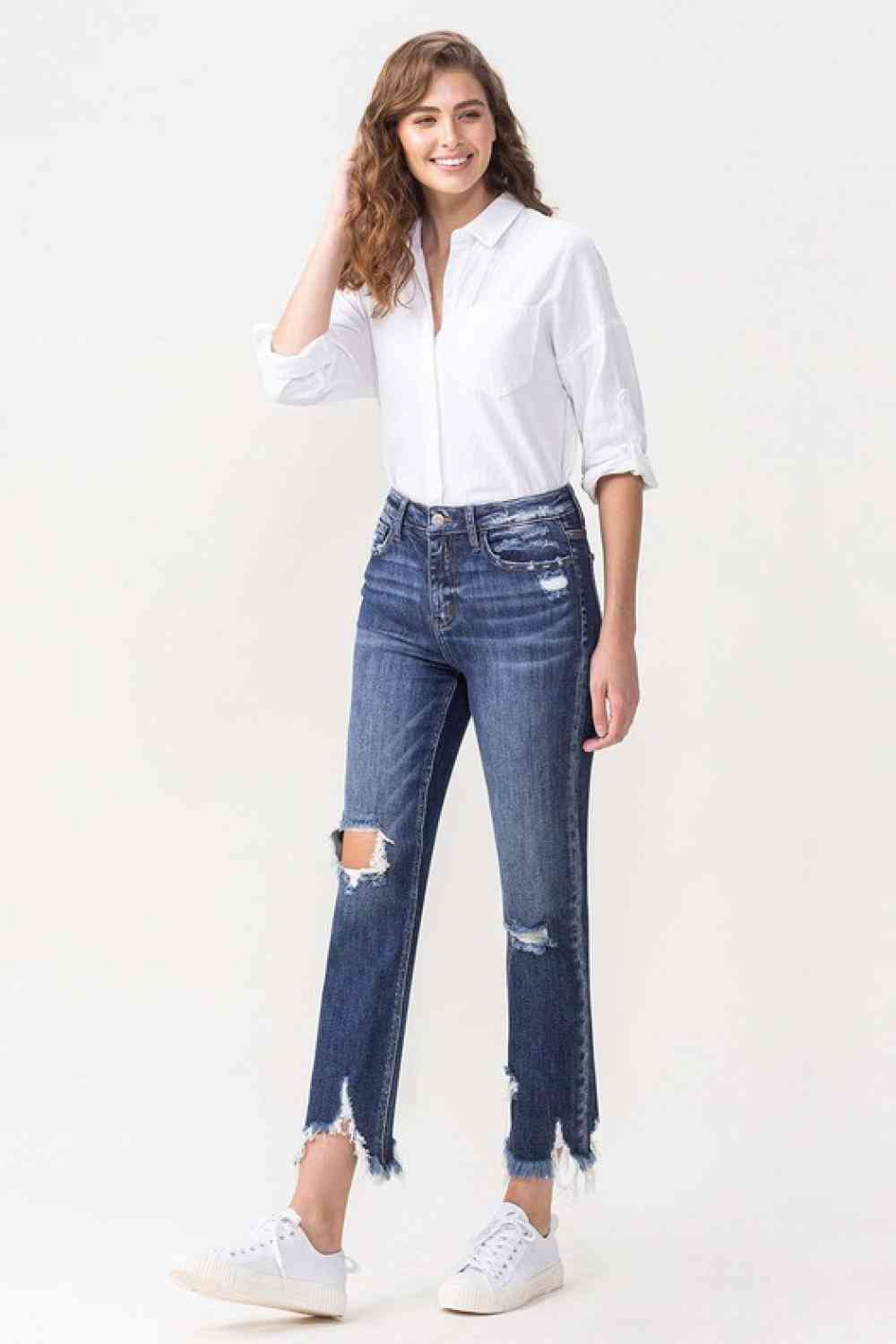  Jackie  High Rise Crop Straight Leg Jeans Trendsi