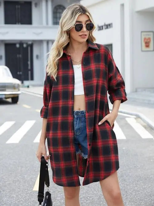 Plaid Button Up Collared Neck Shirt Bazaarbey