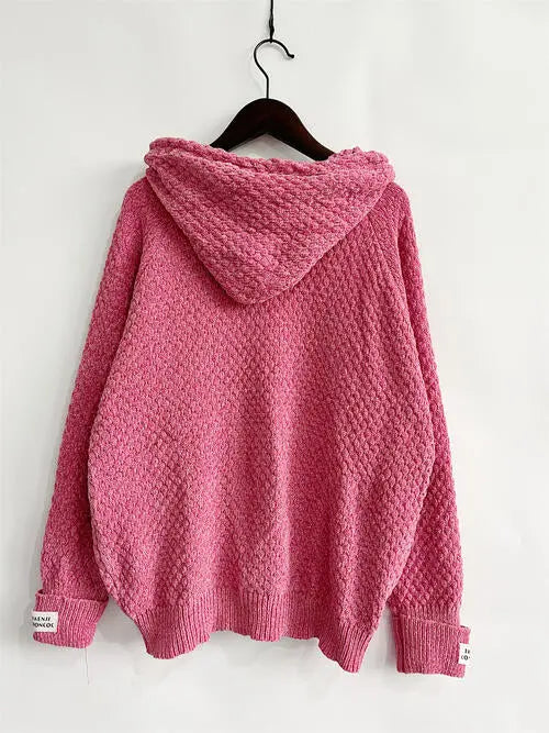 Drawstring Long Sleeve  Hooded Sweater Bazaarbey