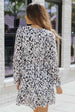 Printed Tie-Waist Long Flounce Sleeve Dress -BazaarBey - www.shopbazaarbey.com